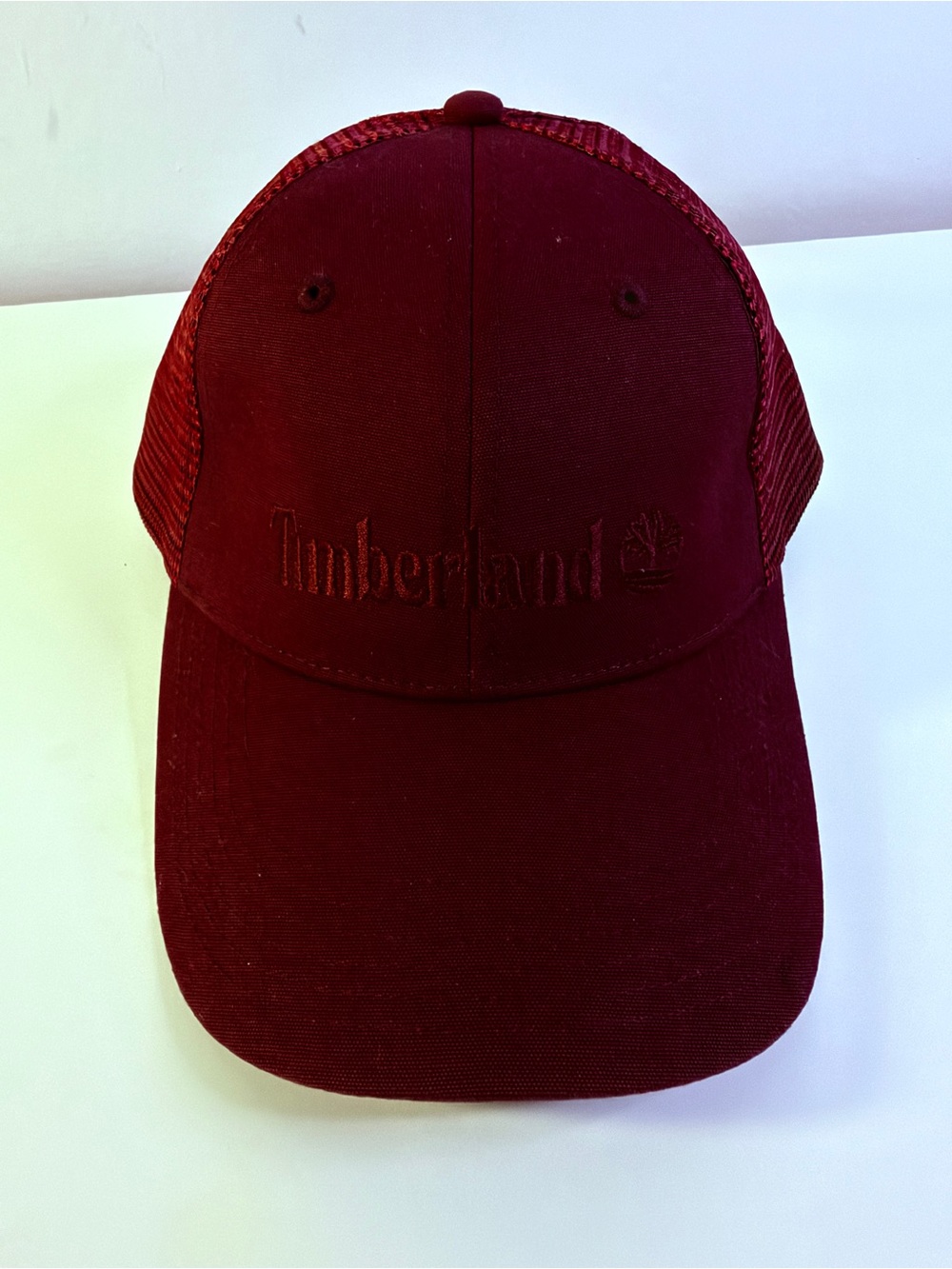 Timberland Men's Deep Burgundy Embroidered Logo Trucker Hat